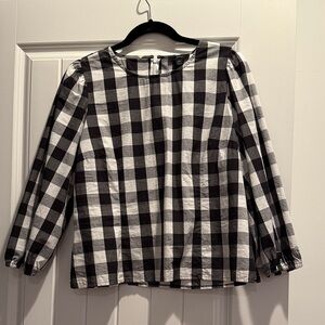 J. Crew Black and White Checkered Blouse